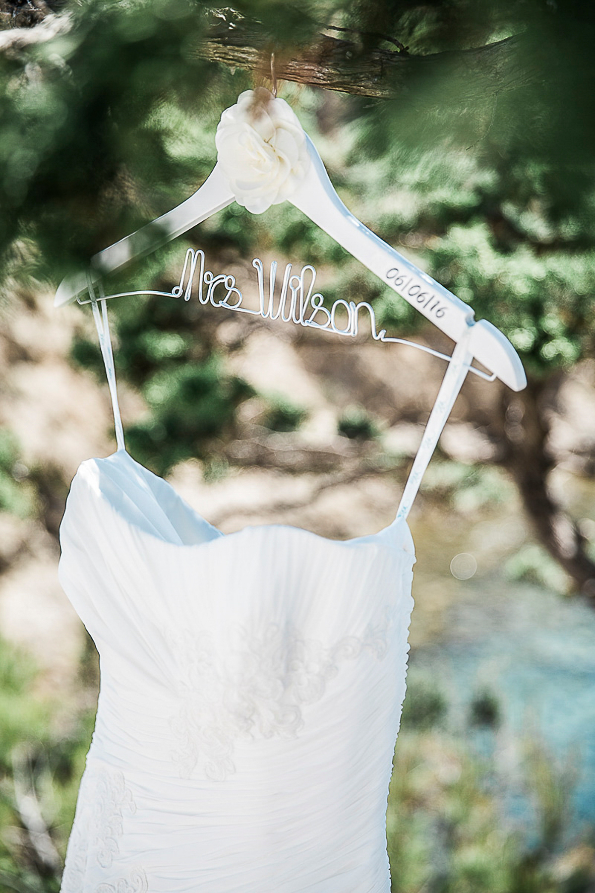 Karen wore an Enzoani gown for her Ibiza destination wedding, her bridesmaids wore Virgos Lounge floor length beaded gowns. Photography by Samie Lee.