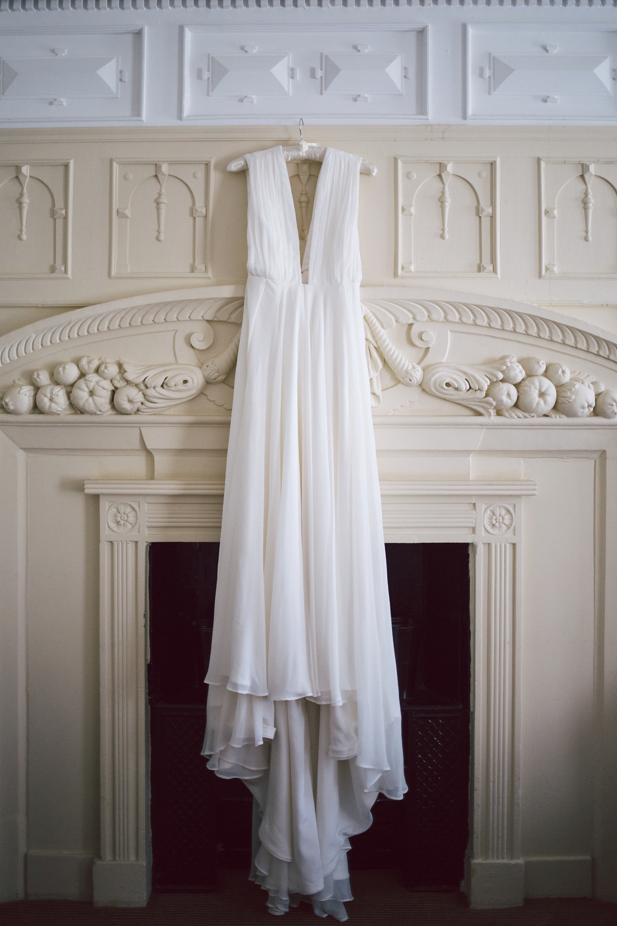 Barefoot bride Zoё wore a dress she had designed herself for her effortlessly elegant wedding at Blackfriar medieval priory in Gloucester. Captured by Grace Elizabeth Photography.