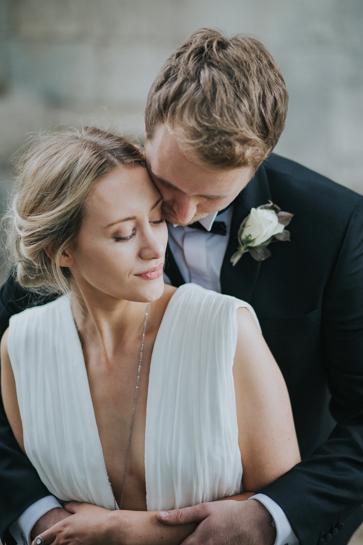 Barefoot bride Zoё wore a dress she had designed herself for her effortlessly elegant wedding at Blackfriar medieval priory in Gloucester. Captured by Grace Elizabeth Photography.