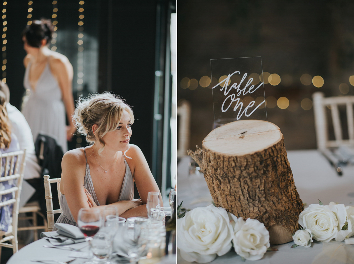 Barefoot bride Zoё wore a dress she had designed herself for her effortlessly elegant wedding at Blackfriar medieval priory in Gloucester. Captured by Grace Elizabeth Photography.