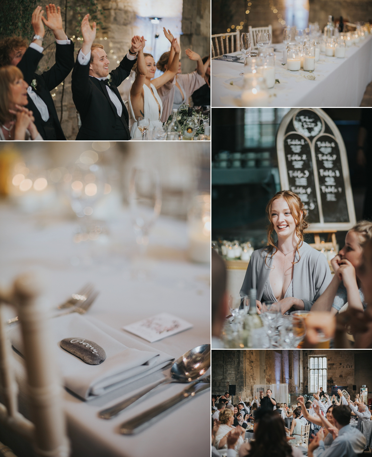 Barefoot bride Zoё wore a dress she had designed herself for her effortlessly elegant wedding at Blackfriar medieval priory in Gloucester. Captured by Grace Elizabeth Photography.