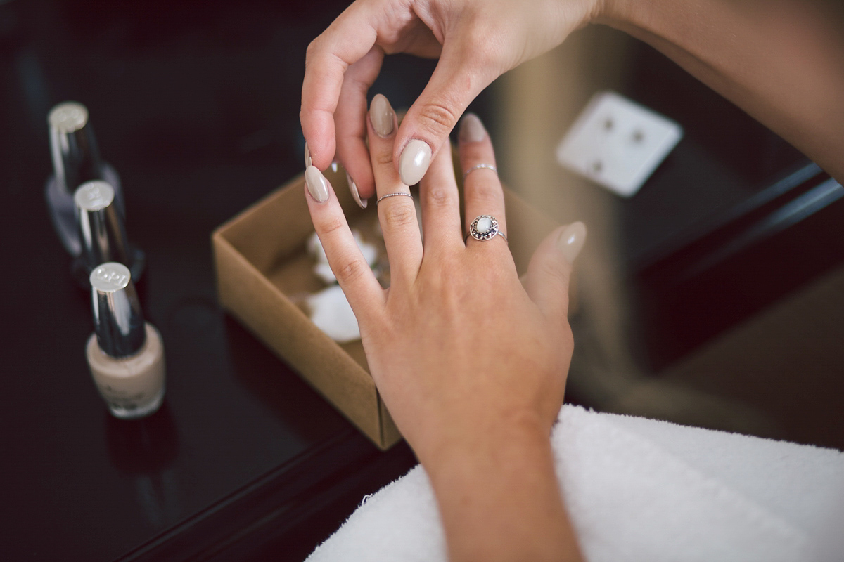 Barefoot bride Zoё wore a dress she had designed herself for her effortlessly elegant wedding at Blackfriar medieval priory in Gloucester. Captured by Grace Elizabeth Photography.