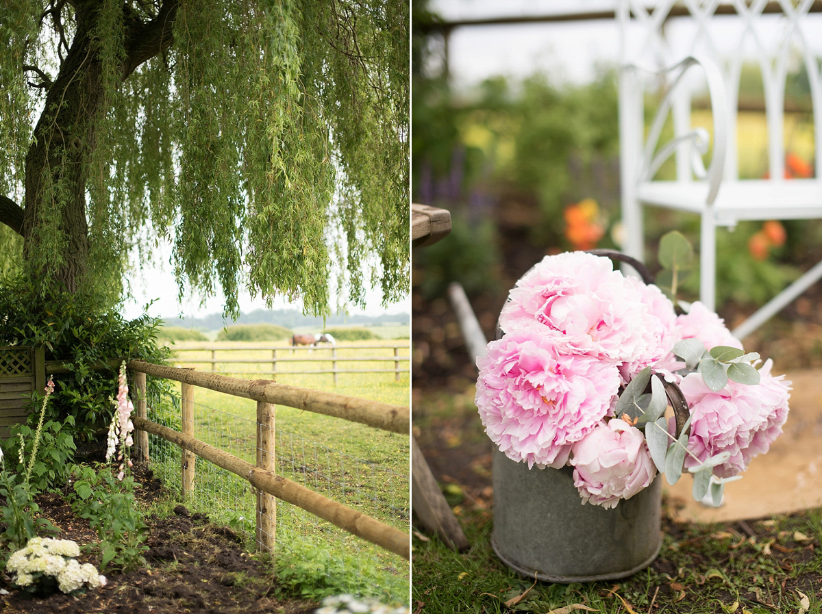 Wedding stationery and illusrator Isabel of Bel & Bee wore an Essense of Australia gown for her English country wedding full of charm. Images by Faye Cornhill.