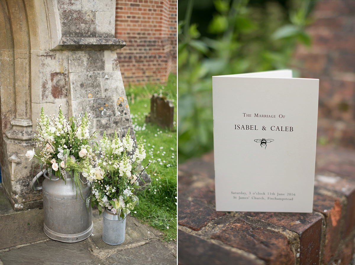 Wedding stationery and illusrator Isabel of Bel & Bee wore an Essense of Australia gown for her English country wedding full of charm. Images by Faye Cornhill.