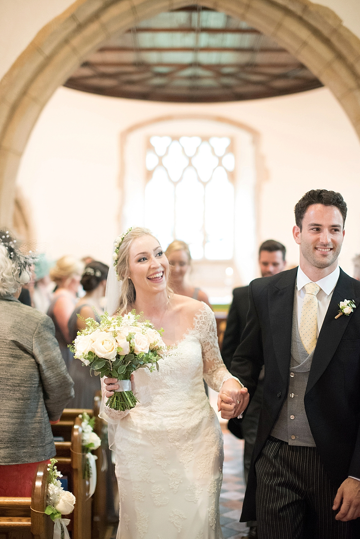 Wedding stationery and illusrator Isabel of Bel & Bee wore an Essense of Australia gown for her English country wedding full of charm. Images by Faye Cornhill.