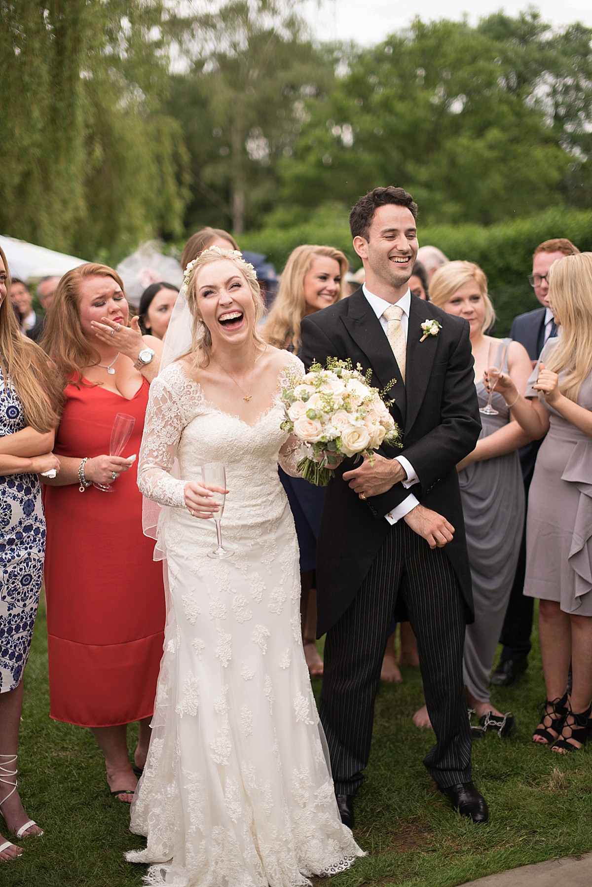 Wedding stationery and illusrator Isabel of Bel & Bee wore an Essense of Australia gown for her English country wedding full of charm. Images by Faye Cornhill.