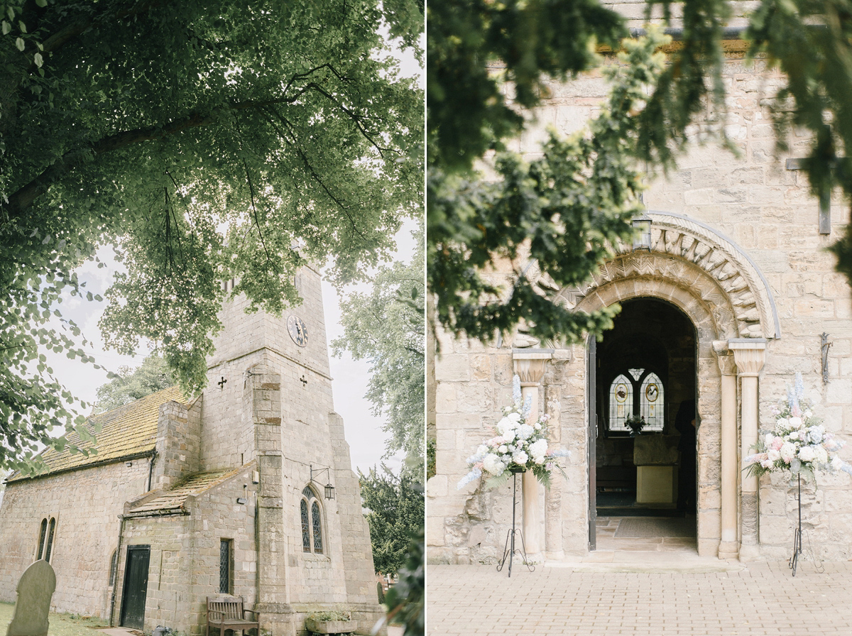 Dani wore a Justin Alexander gown for her relaxed and romantic English country wedding. Fine art film photography by Georgina Harrison.