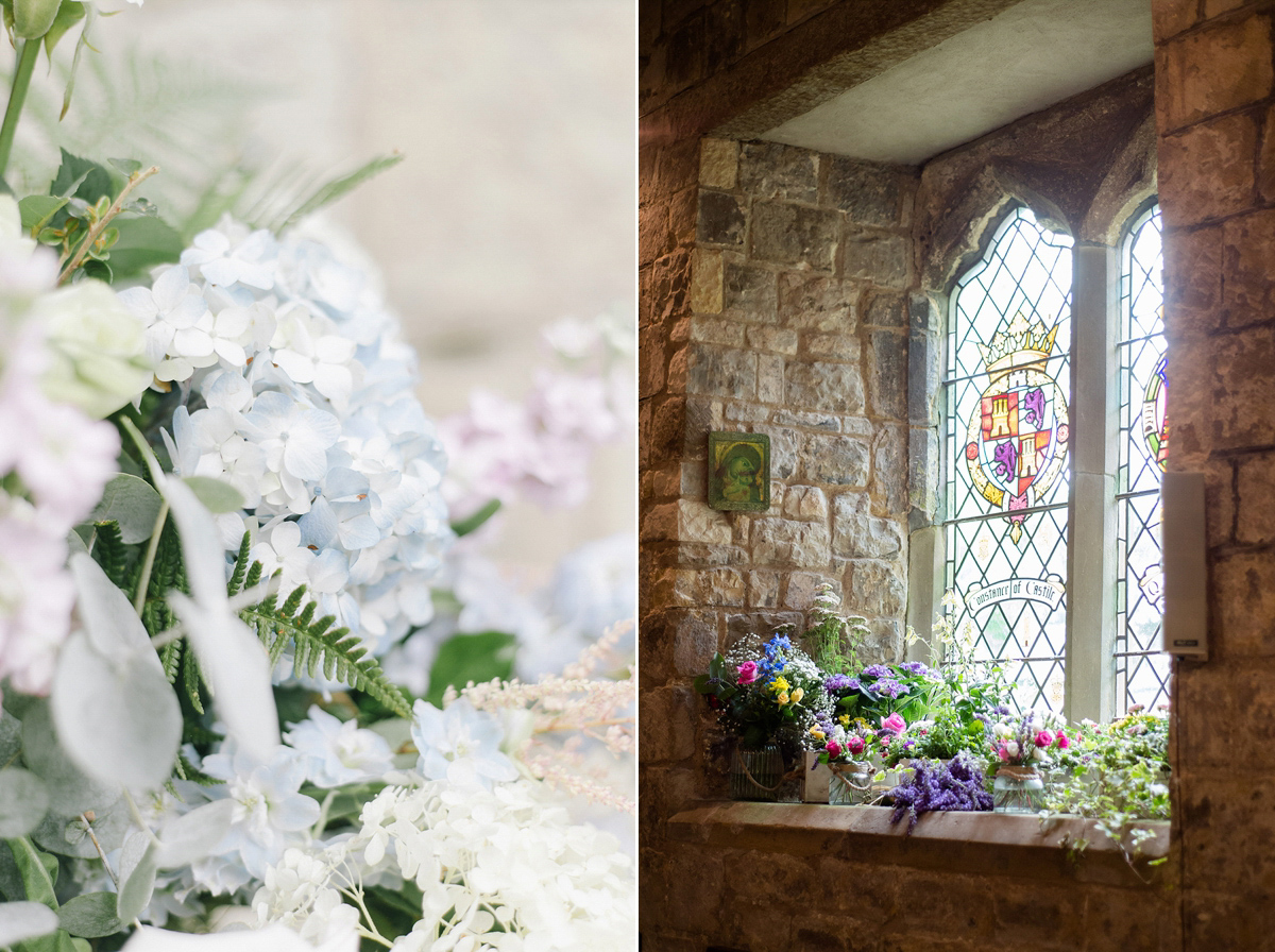 Dani wore a Justin Alexander gown for her relaxed and romantic English country wedding. Fine art film photography by Georgina Harrison.