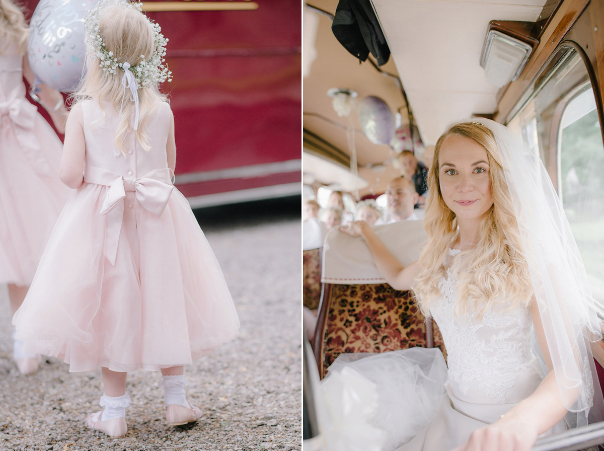 Dani wore a Justin Alexander gown for her relaxed and romantic English country wedding. Fine art film photography by Georgina Harrison.