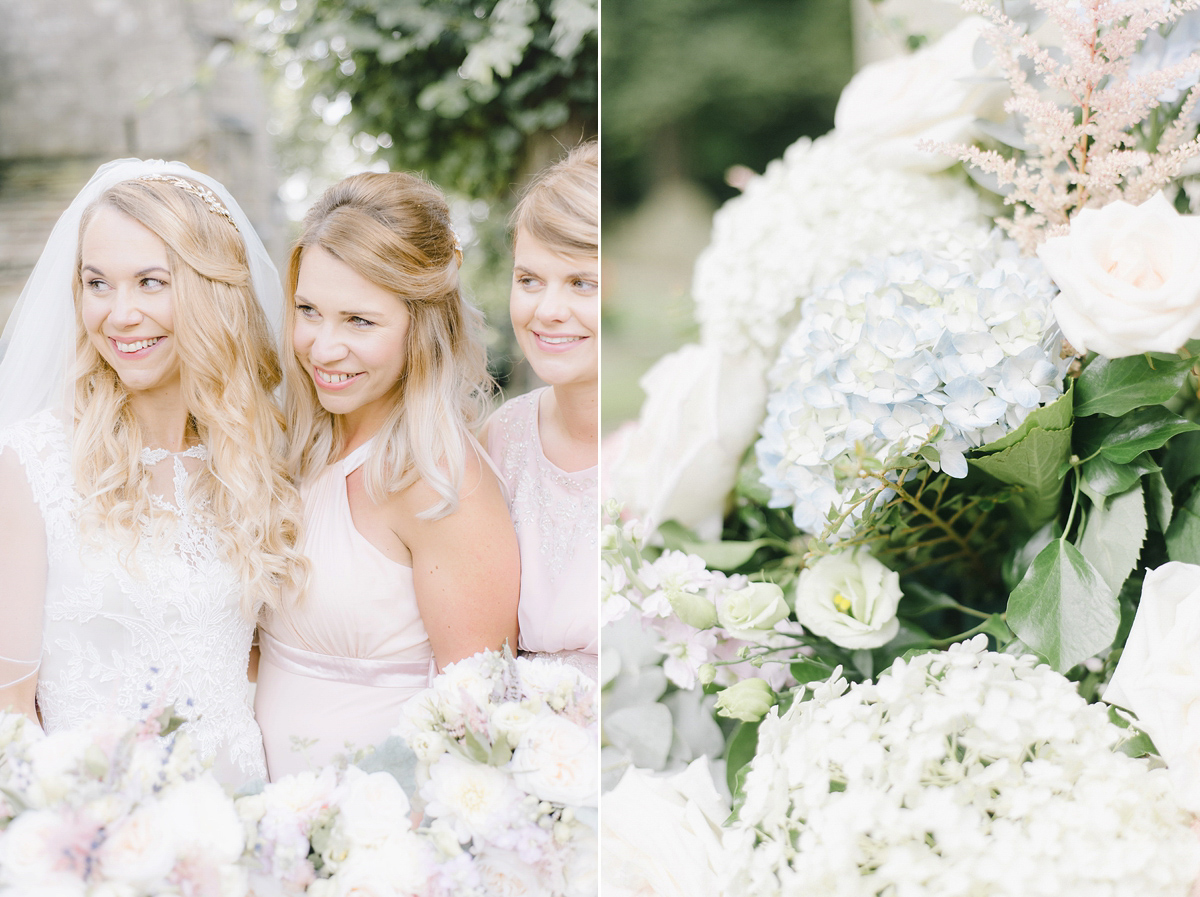 Dani wore a Justin Alexander gown for her relaxed and romantic English country wedding. Fine art film photography by Georgina Harrison.