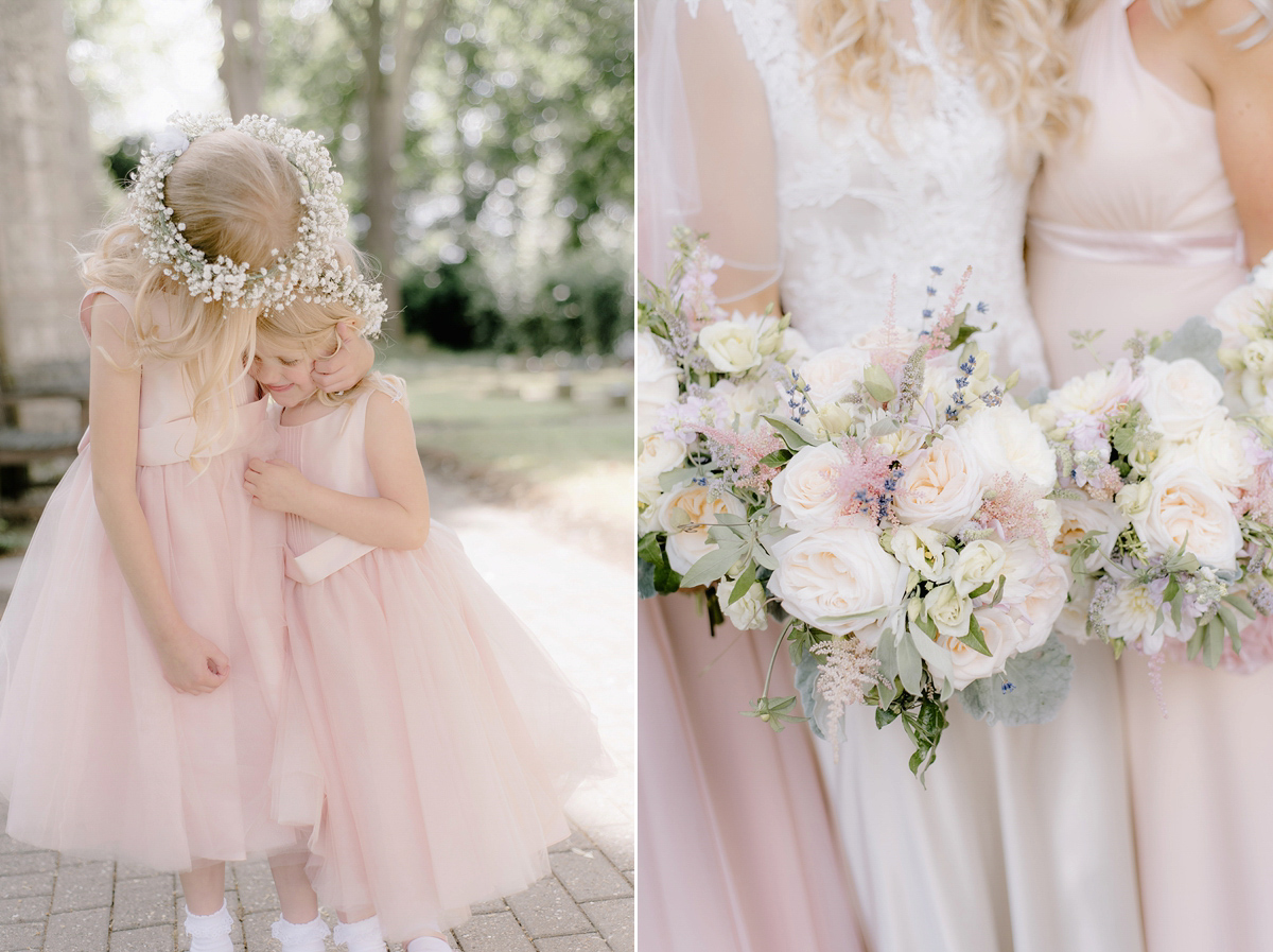 Dani wore a Justin Alexander gown for her relaxed and romantic English country wedding. Fine art film photography by Georgina Harrison.