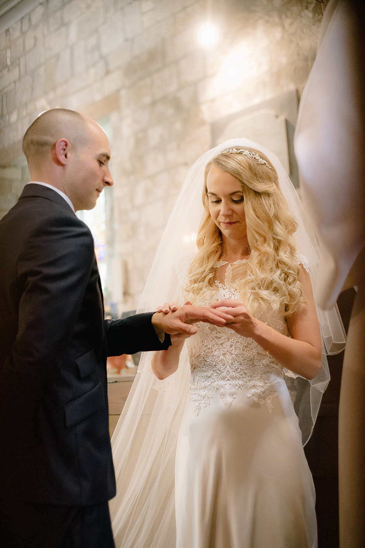 Dani wore a Justin Alexander gown for her relaxed and romantic English country wedding. Fine art film photography by Georgina Harrison.