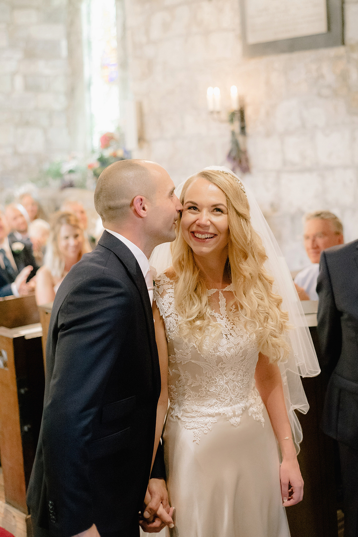 Dani wore a Justin Alexander gown for her relaxed and romantic English country wedding. Fine art film photography by Georgina Harrison.