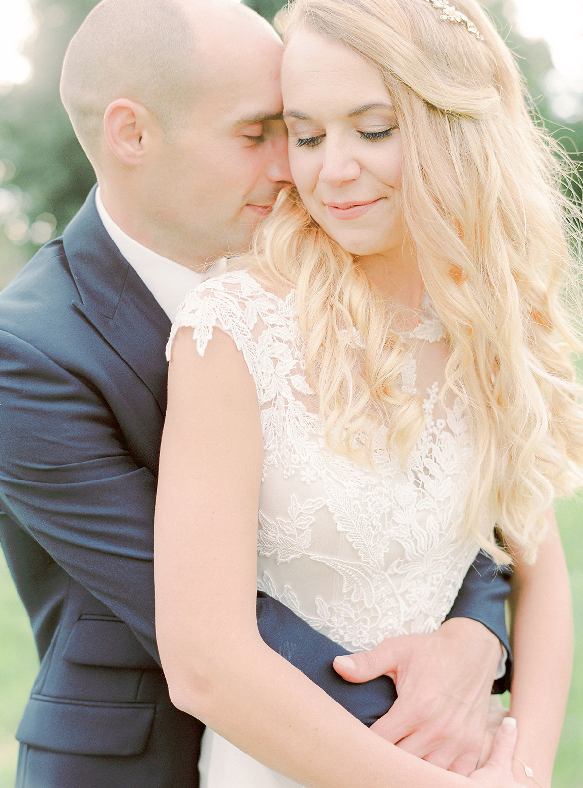 Dani wore a Justin Alexander gown for her relaxed and romantic English country wedding. Fine art film photography by Georgina Harrison.