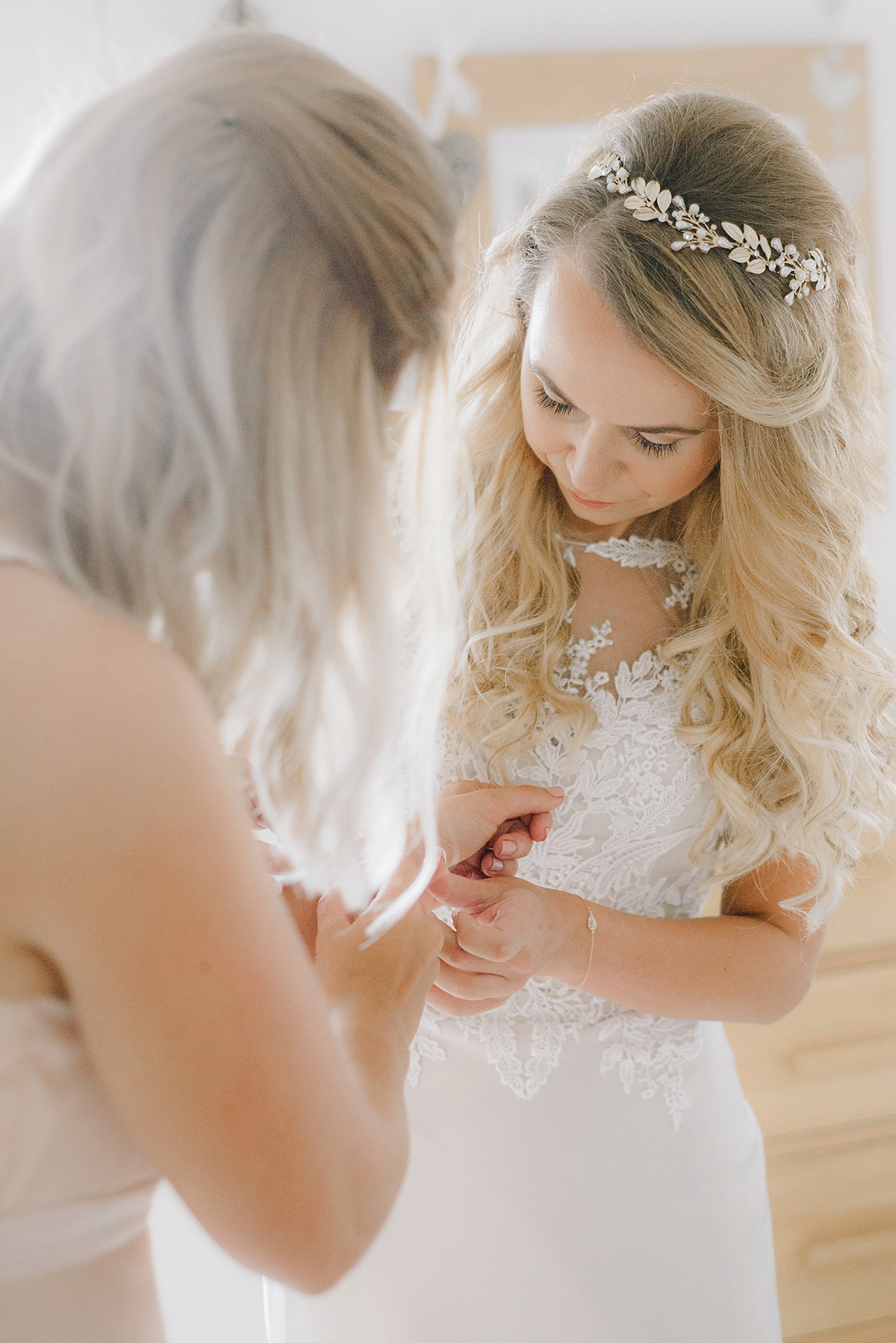 Dani wore a Justin Alexander gown for her relaxed and romantic English country wedding. Fine art film photography by Georgina Harrison.