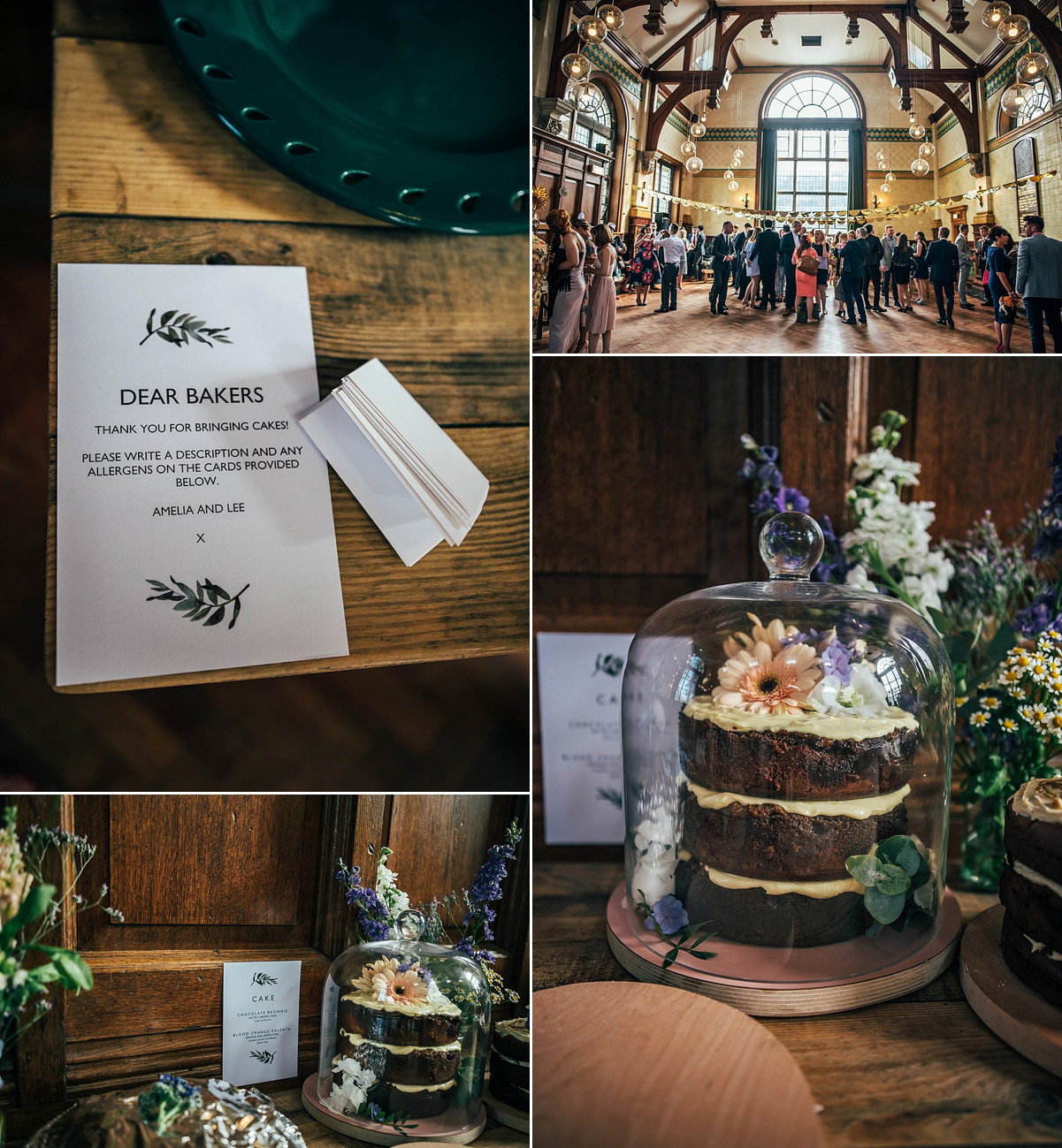 Bride Amelia wore a pale blue/grey Self Portrait dress for her handmade and stripped back, non traditional wedding. Captured by Three Flowers Photography.