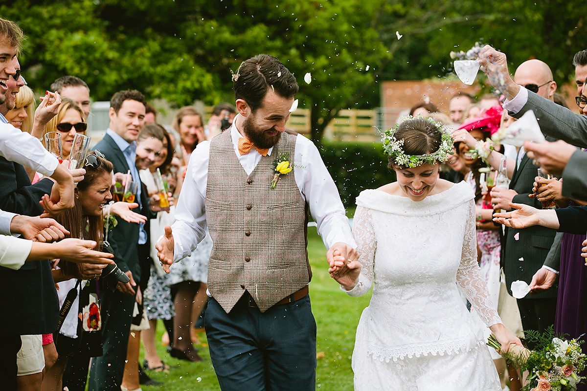 A 1940's vintage dress for a rustic, vegan, village hall wedding.