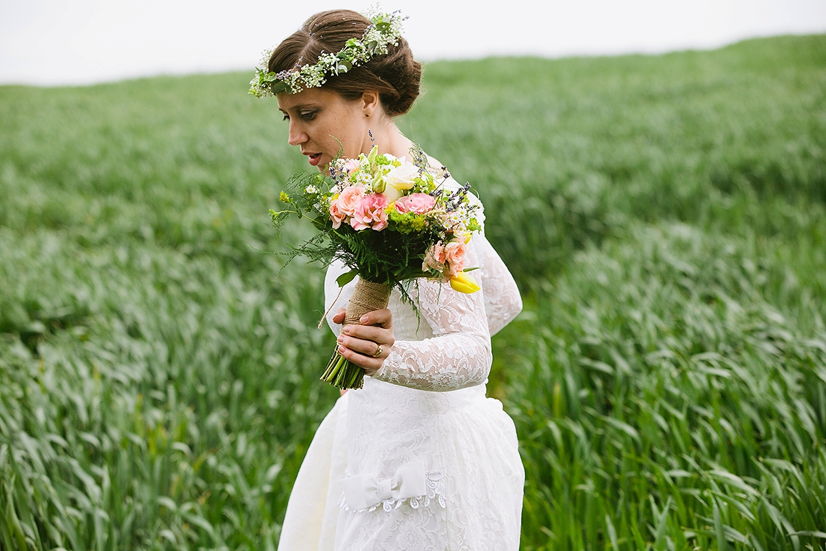 A 1940's vintage dress for a rustic, vegan, village hall wedding.