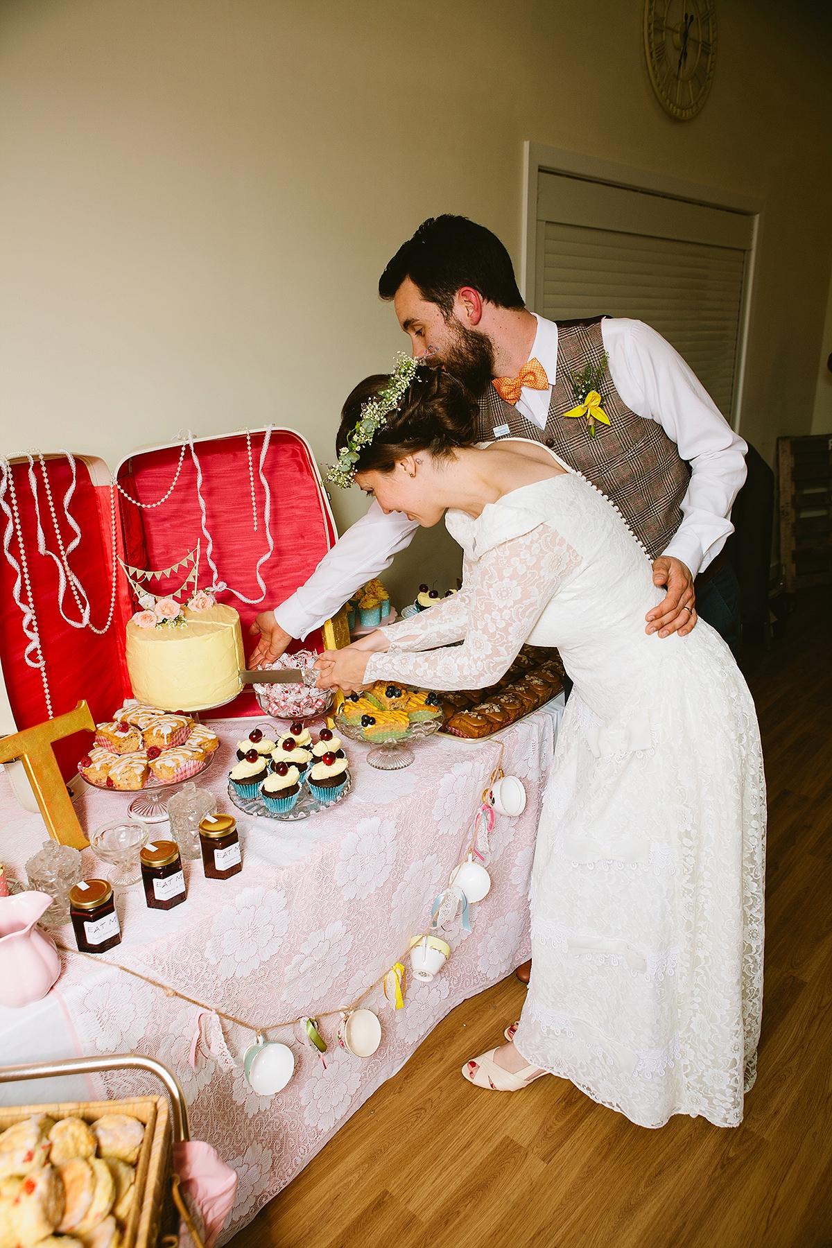 A 1940's vintage dress for a rustic, vegan, village hall wedding.