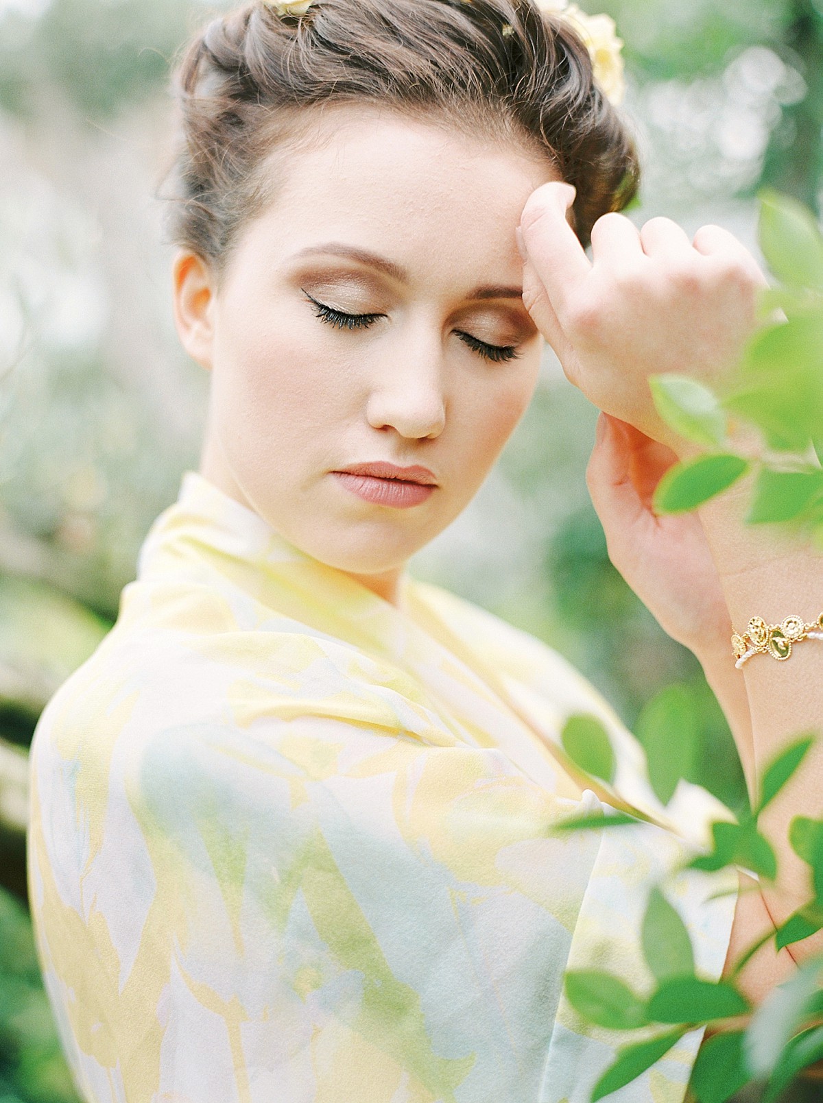 Leafy green, gold and ‘elegant luxe’ inspiration for brides. Shoot styling + concept by The Wedding Bazaar, film photography by Georgina Harrison.