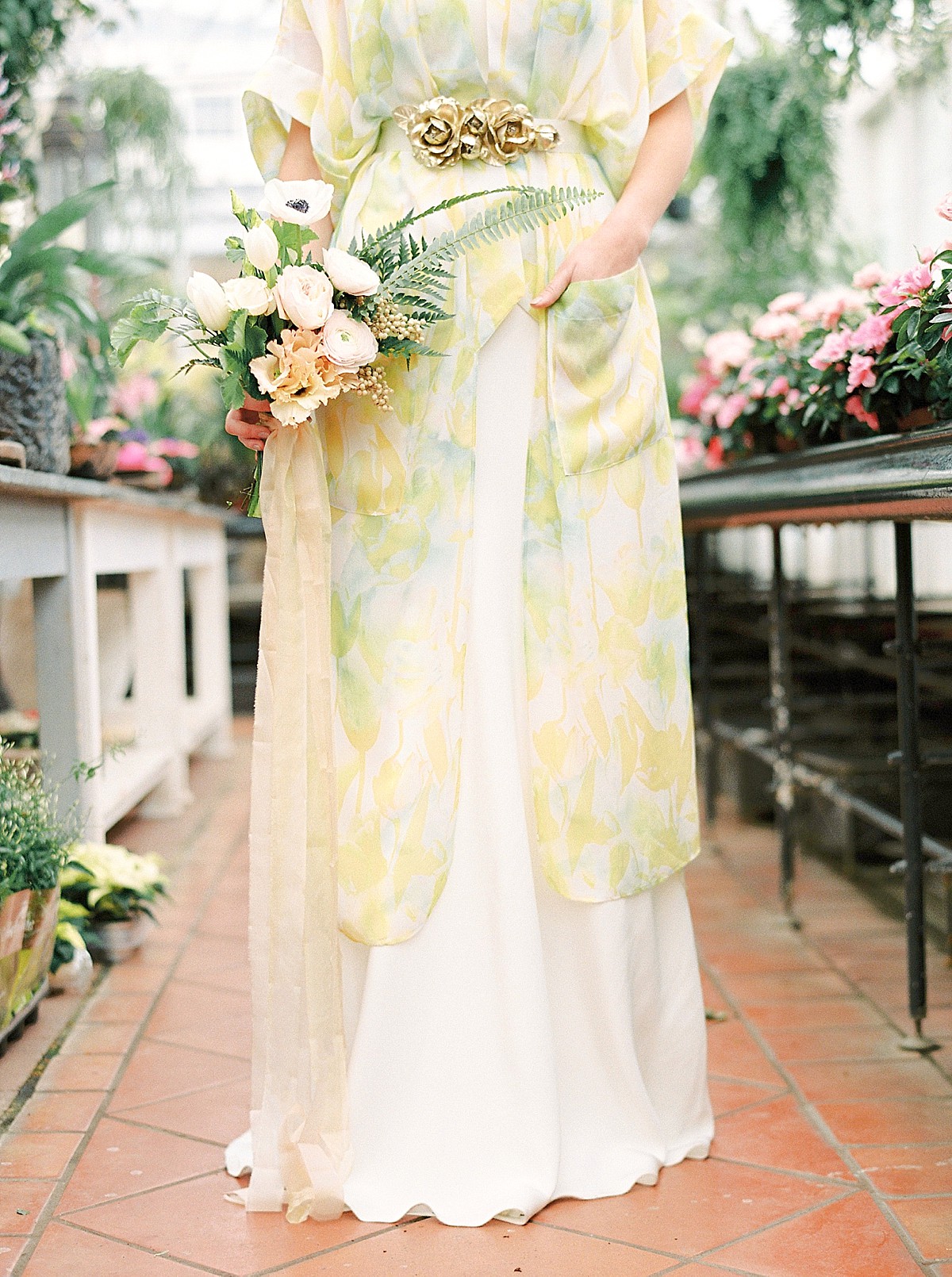 Leafy green, gold and ‘elegant luxe’ inspiration for brides. Shoot styling + concept by The Wedding Bazaar, film photography by Georgina Harrison.