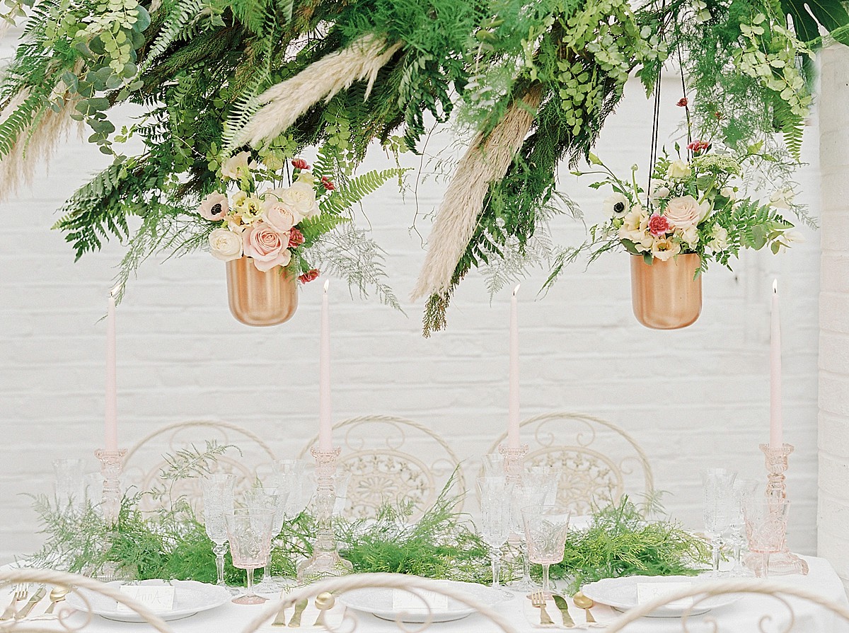 Leafy green, gold and ‘elegant luxe’ inspiration for brides. Shoot styling + concept by The Wedding Bazaar, film photography by Georgina Harrison.