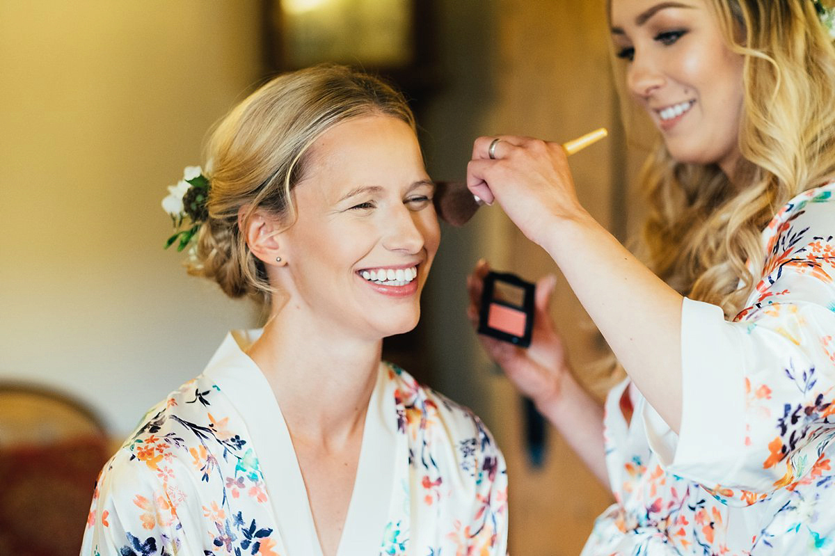 Beautiful bride Clare wore the Mariposa gown by Claire Pettibone for her laid back, fun and elegant Lake District Wedding. Photography by Lisa Aldersley.