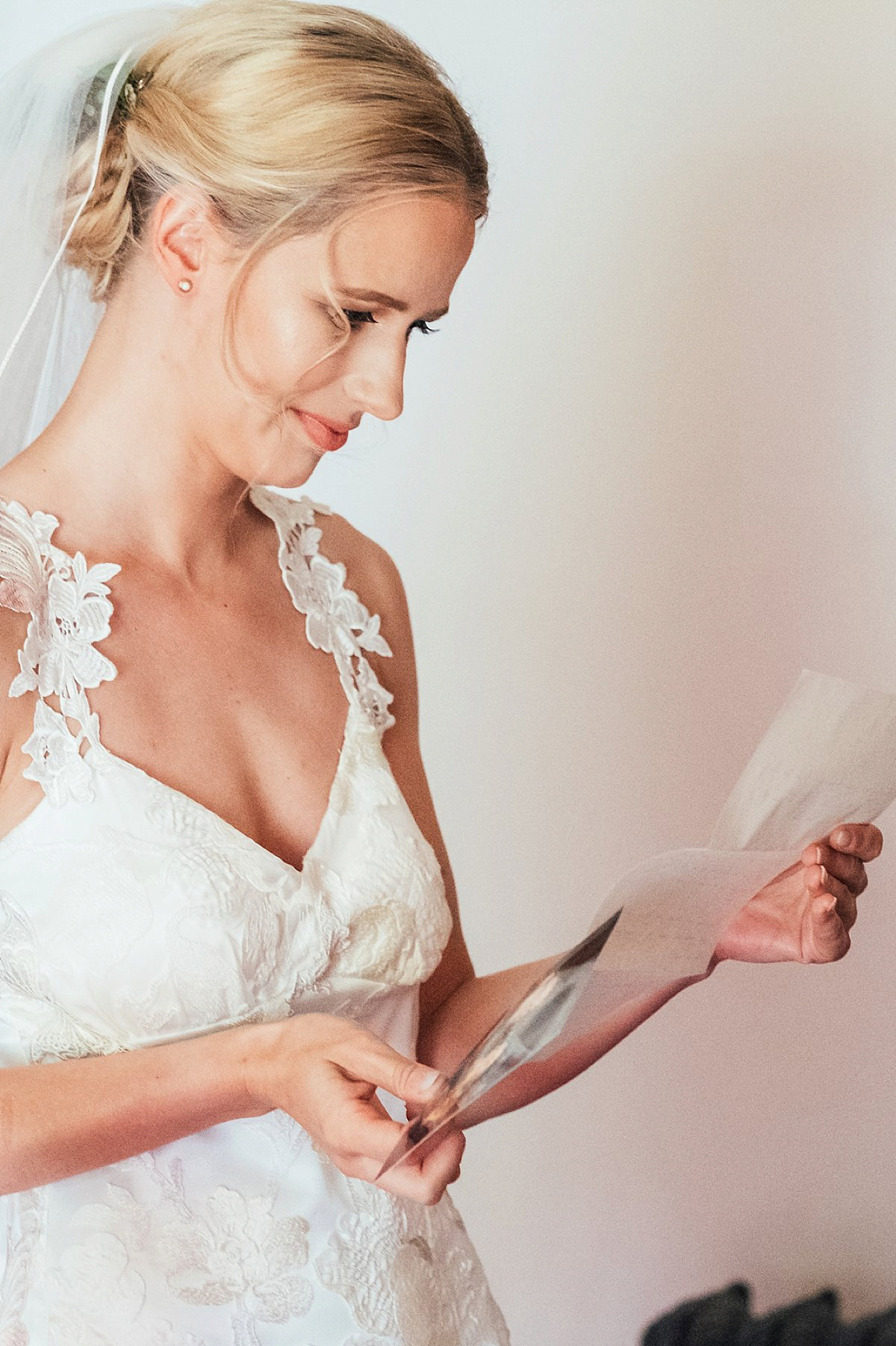 Beautiful bride Clare wore the Mariposa gown by Claire Pettibone for her laid back, fun and elegant Lake District Wedding. Photography by Lisa Aldersley.