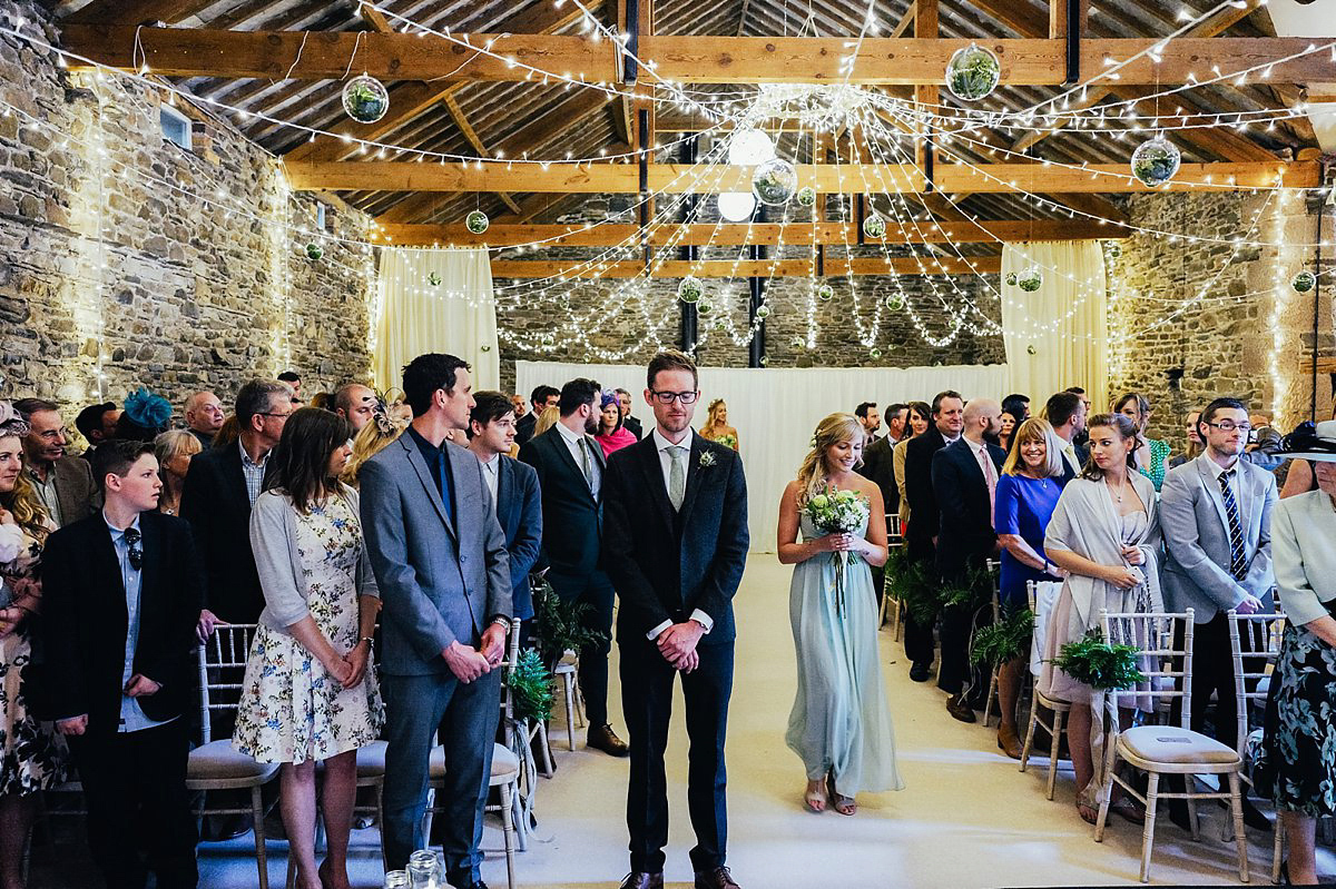 Beautiful bride Clare wore the Mariposa gown by Claire Pettibone for her laid back, fun and elegant Lake District Wedding. Photography by Lisa Aldersley.