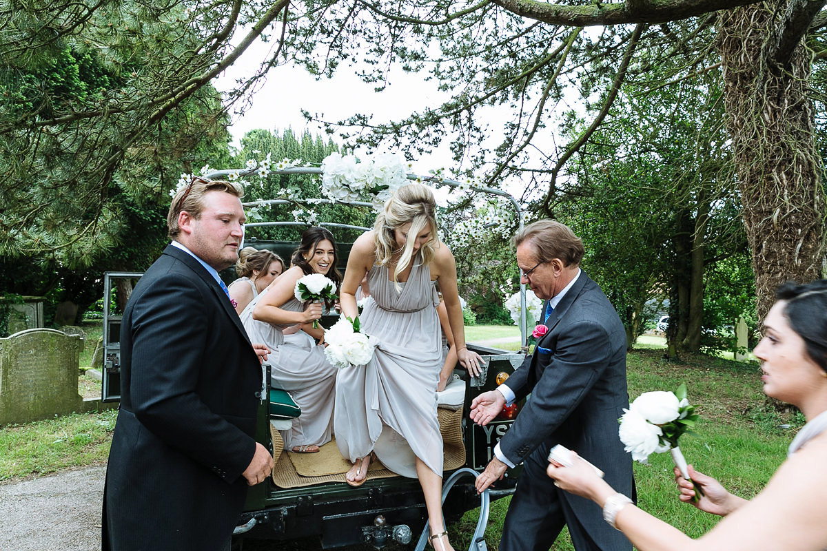 Bride Sophie wore an Amanda Wakeley gown for her fuss-free, stylish, military wedding in the Suffolk countryside. Photography by Nick Tucker.