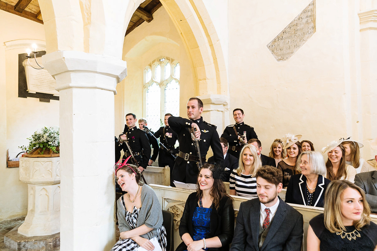 Bride Sophie wore an Amanda Wakeley gown for her fuss-free, stylish, military wedding in the Suffolk countryside. Photography by Nick Tucker.