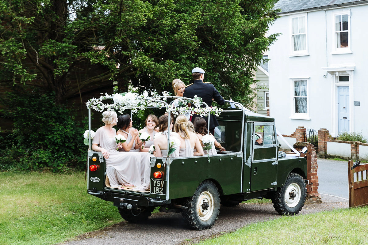 Bride Sophie wore an Amanda Wakeley gown for her fuss-free, stylish, military wedding in the Suffolk countryside. Photography by Nick Tucker.