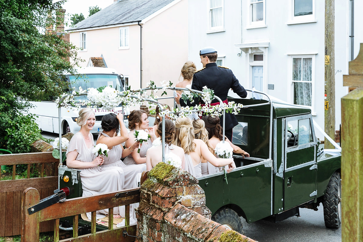 Bride Sophie wore an Amanda Wakeley gown for her fuss-free, stylish, military wedding in the Suffolk countryside. Photography by Nick Tucker.