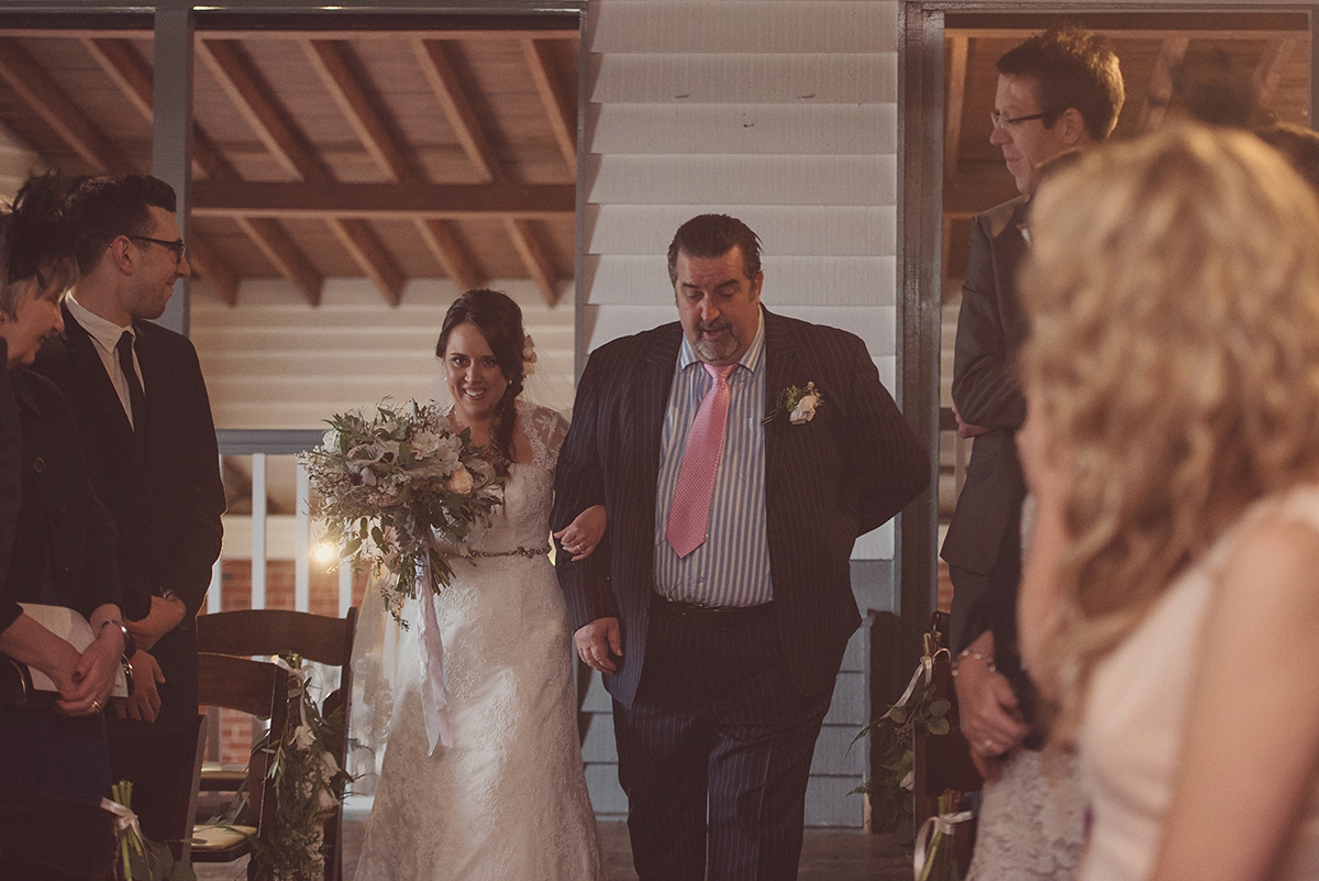 Florist Joanne of Joanne Truby Floral Design wore Stewart Parvin to marry her beau Steve by the sea in Whitstable. Photography by Rebecca Douglas.