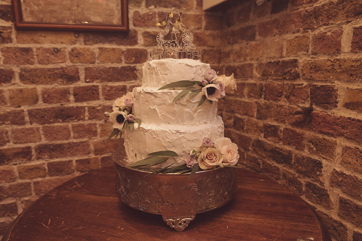 Florist Joanne of Joanne Truby Floral Design wore Stewart Parvin to marry her beau Steve by the sea in Whitstable. Photography by Rebecca Douglas.