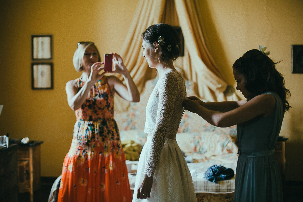 Rebecca wore bridal separates by Rime Arodaky for her glamorous Italian wedding. Images by Lato Photography.