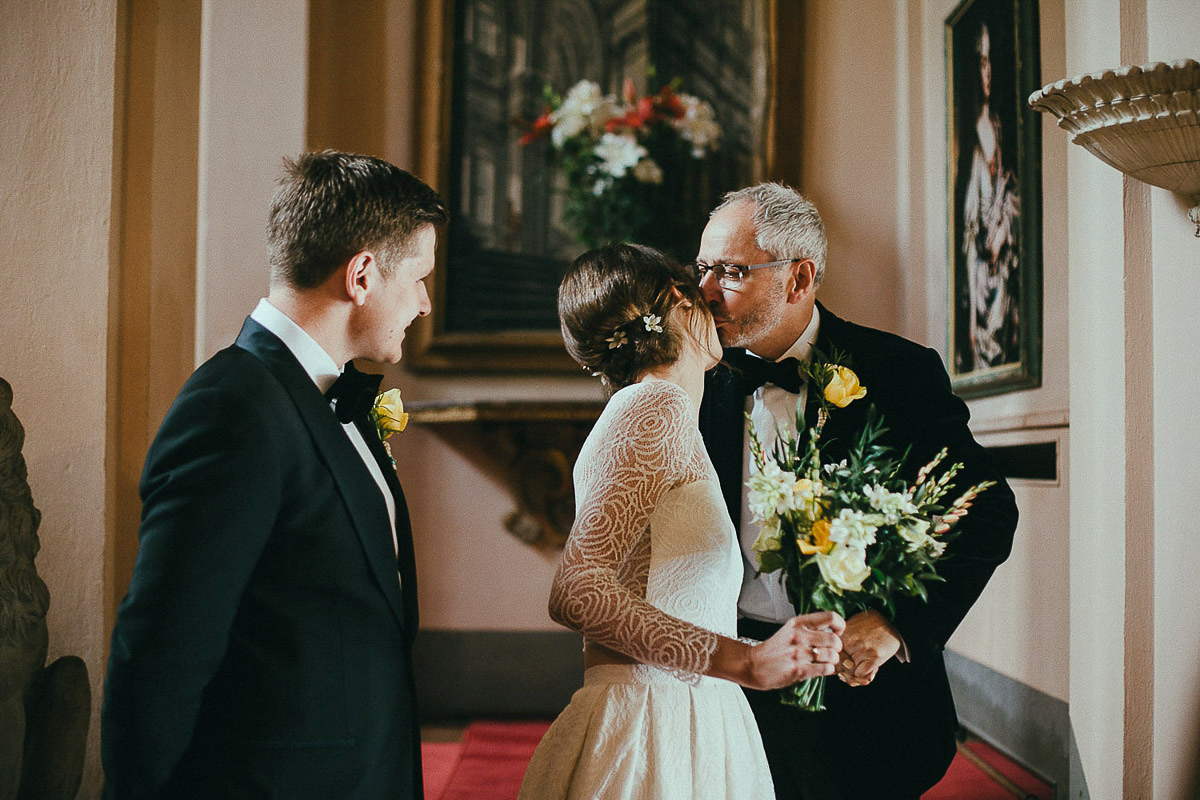 Rebecca wore bridal separates by Rime Arodaky for her glamorous Italian wedding. Images by Lato Photography.