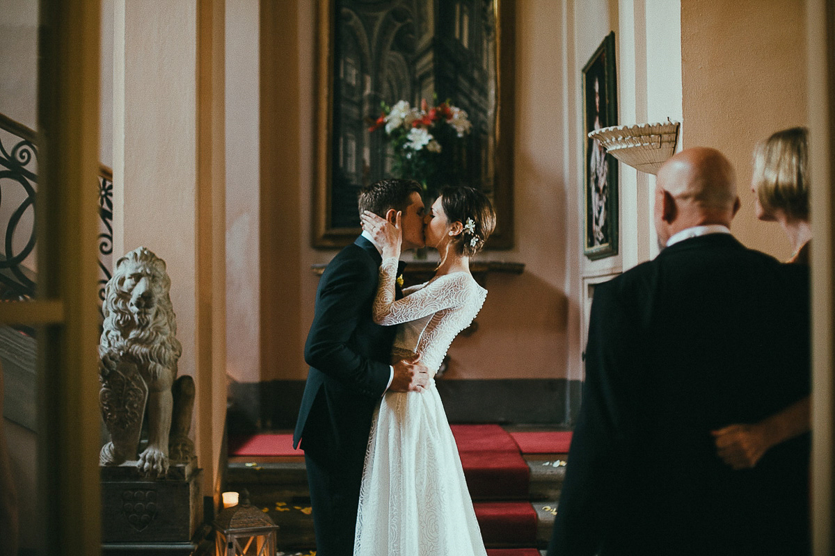 Rebecca wore bridal separates by Rime Arodaky for her glamorous Italian wedding. Images by Lato Photography.