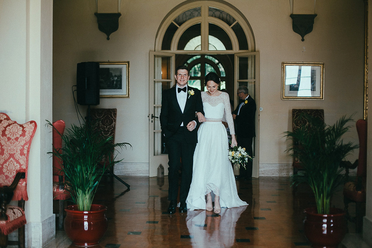 Rebecca wore bridal separates by Rime Arodaky for her glamorous Italian wedding. Images by Lato Photography.