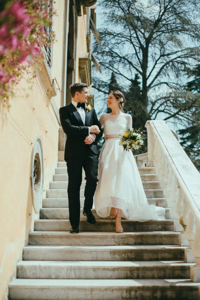 Chic Rime Arodaky Bridal Separates for a Glamorous and Intimate Italian Black Tie Wedding