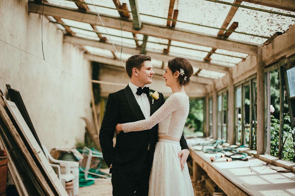 Rebecca wore bridal separates by Rime Arodaky for her glamorous Italian wedding. Images by Lato Photography.