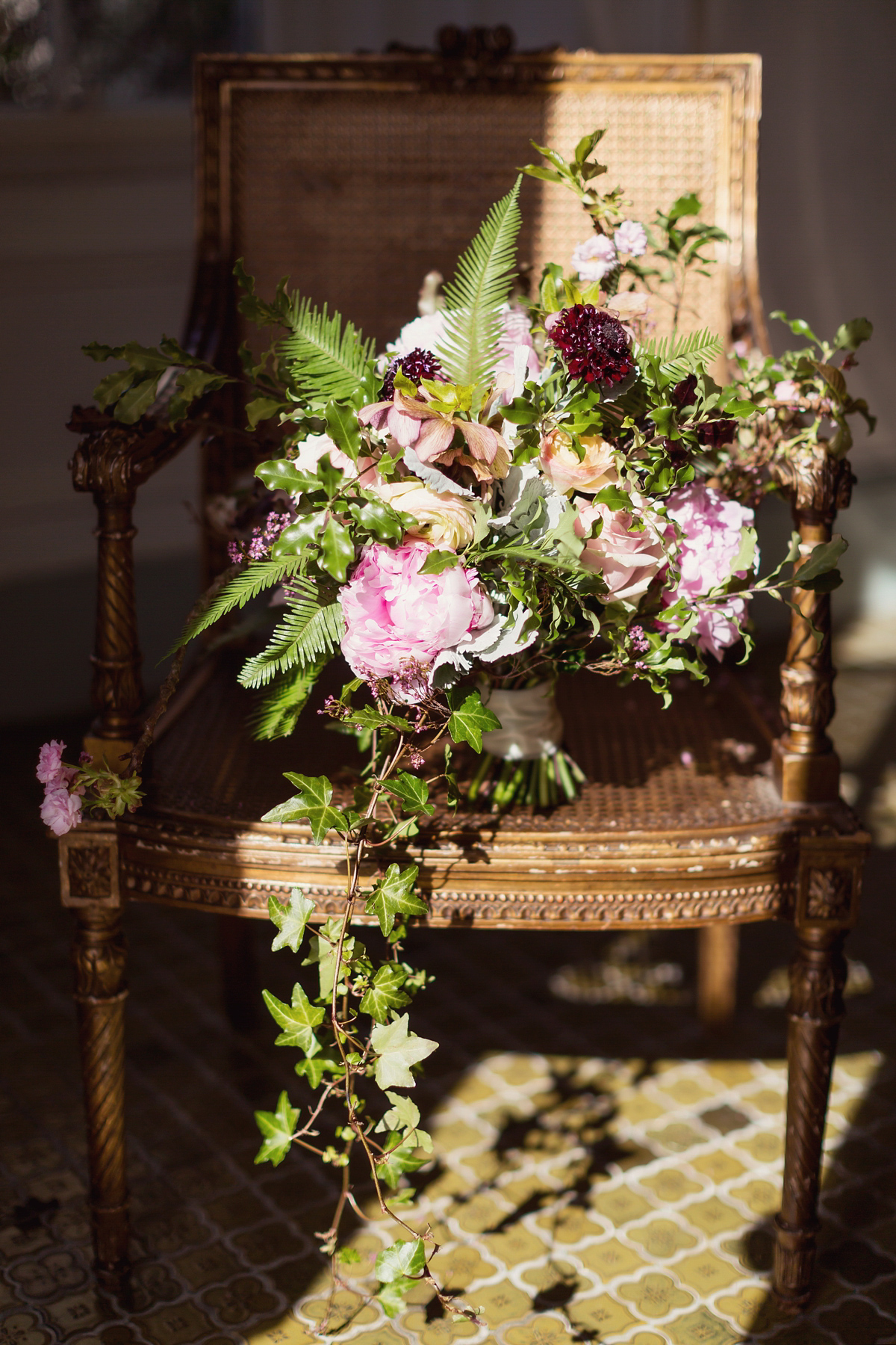 Bride Lisa wore a Claire Pettibone gown for her ethereal, elegant, rustic and vintage inspired wedding at Rowallan Castle in Scotland, Photography by Craig & Eva Sanders.