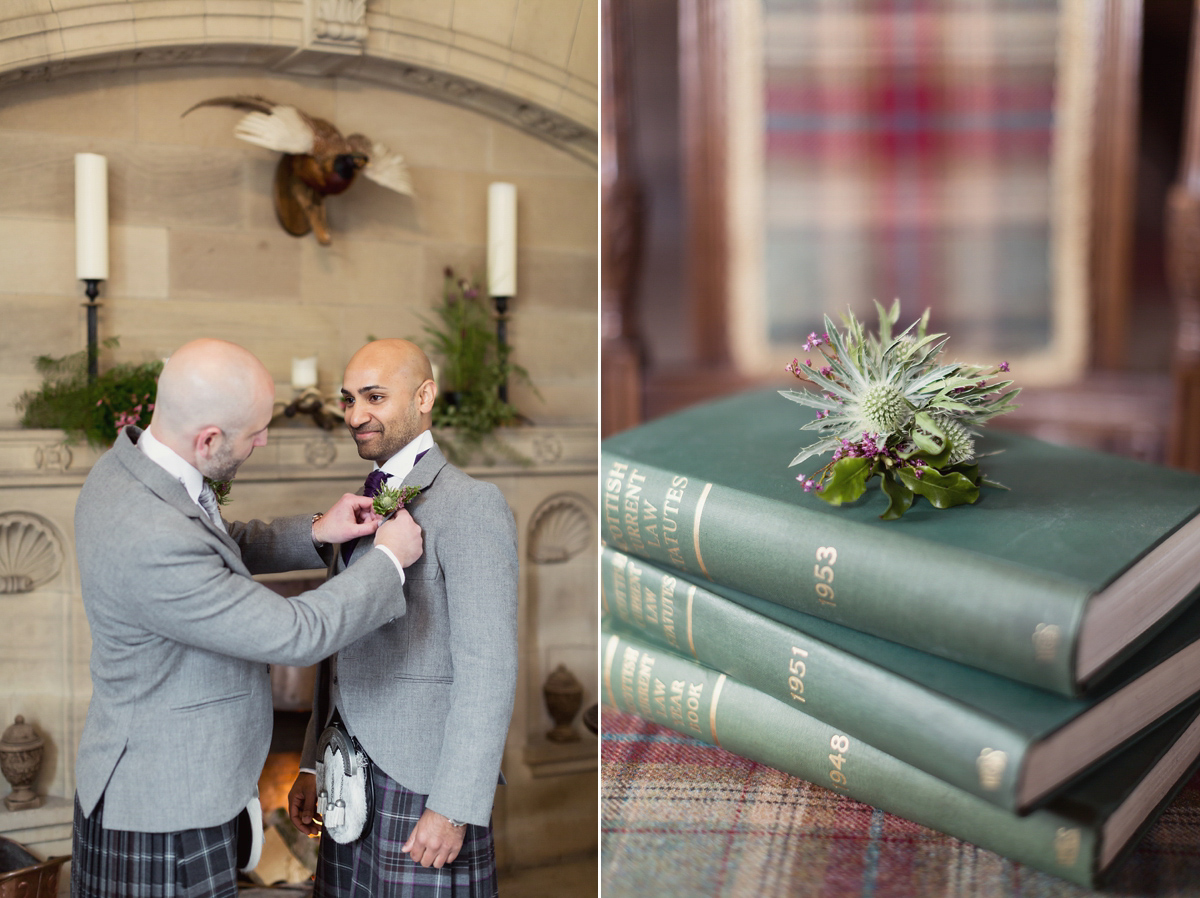 Bride Lisa wore a Claire Pettibone gown for her ethereal, elegant, rustic and vintage inspired wedding at Rowallan Castle in Scotland, Photography by Craig & Eva Sanders.