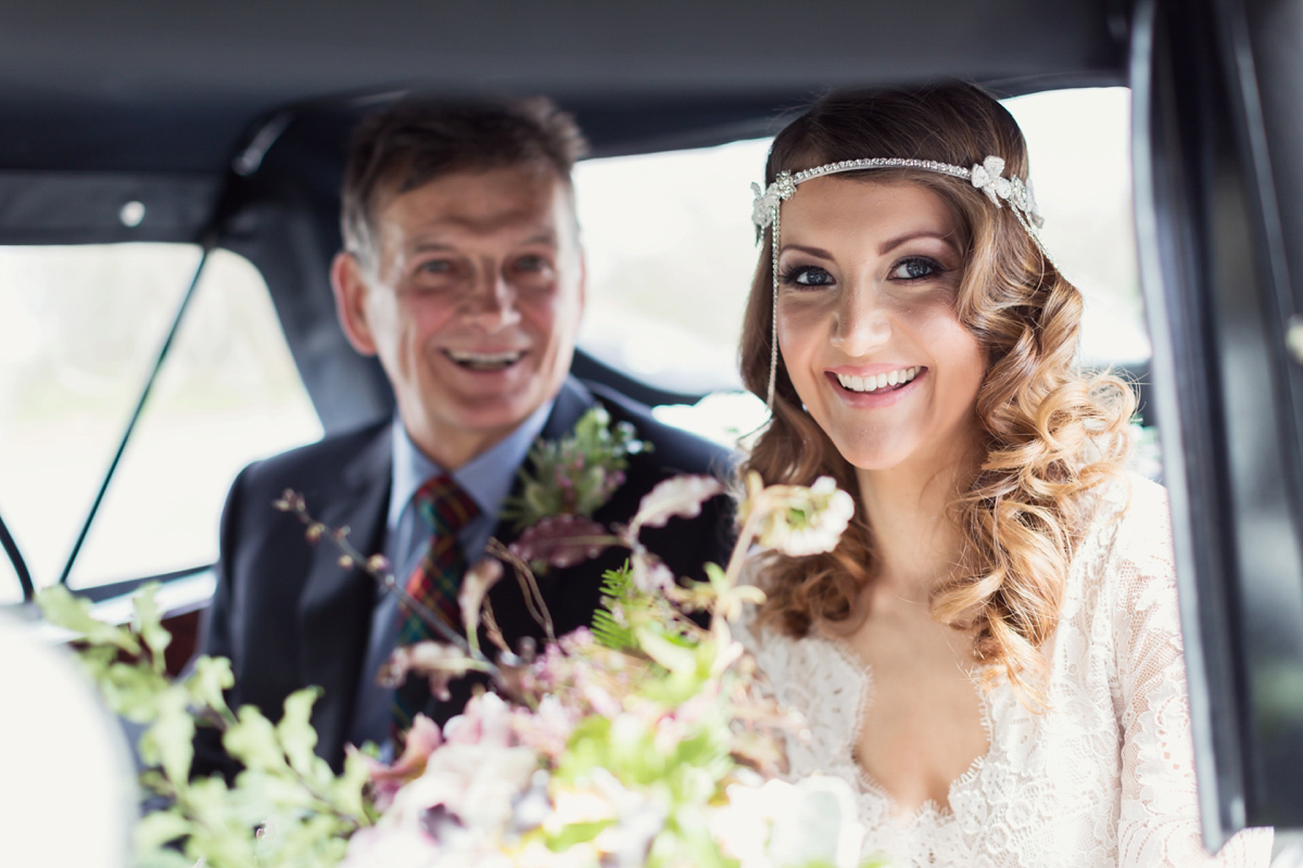 Bride Lisa wore a Claire Pettibone gown for her ethereal, elegant, rustic and vintage inspired wedding at Rowallan Castle in Scotland, Photography by Craig & Eva Sanders.