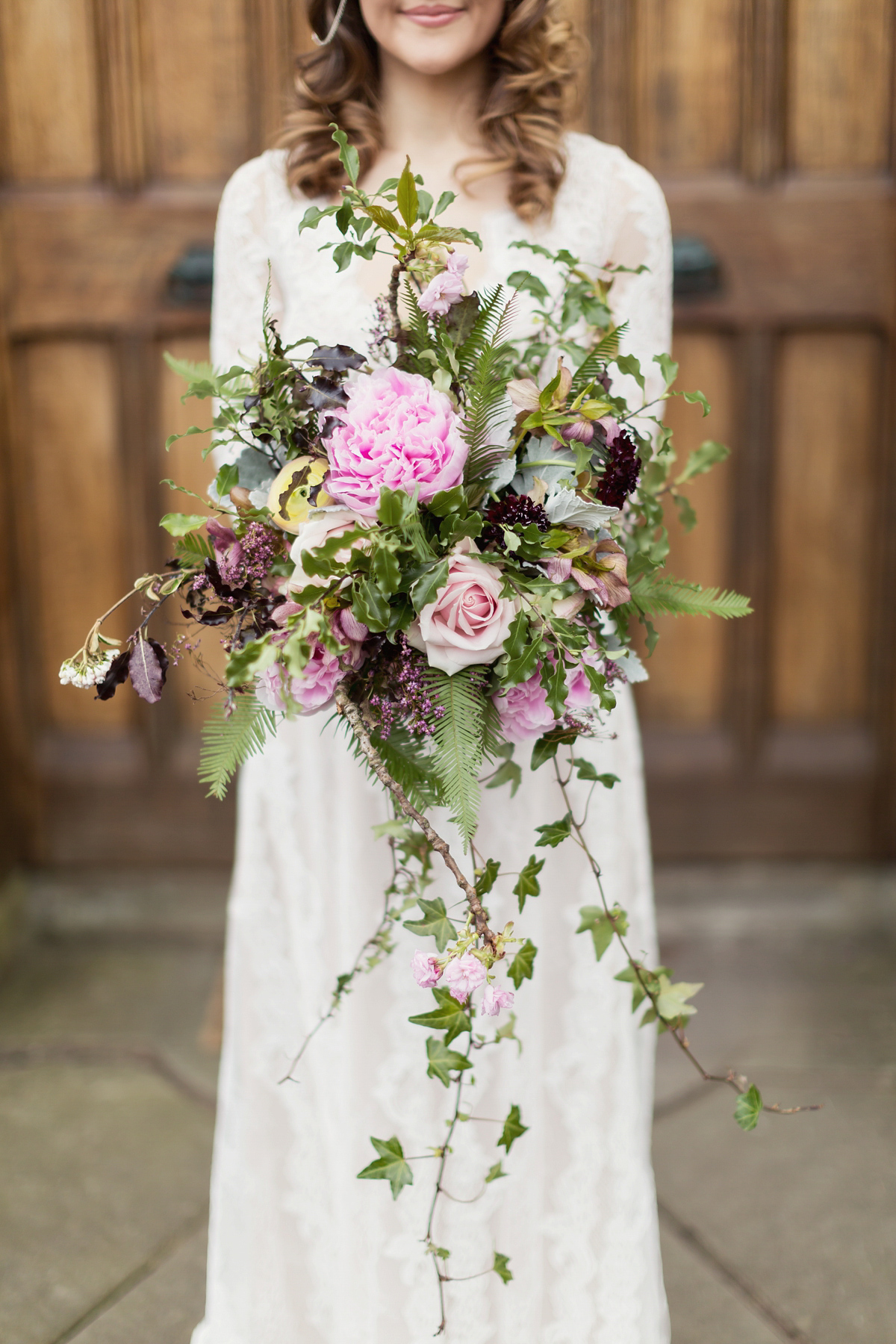 Bride Lisa wore a Claire Pettibone gown for her ethereal, elegant, rustic and vintage inspired wedding at Rowallan Castle in Scotland, Photography by Craig & Eva Sanders.