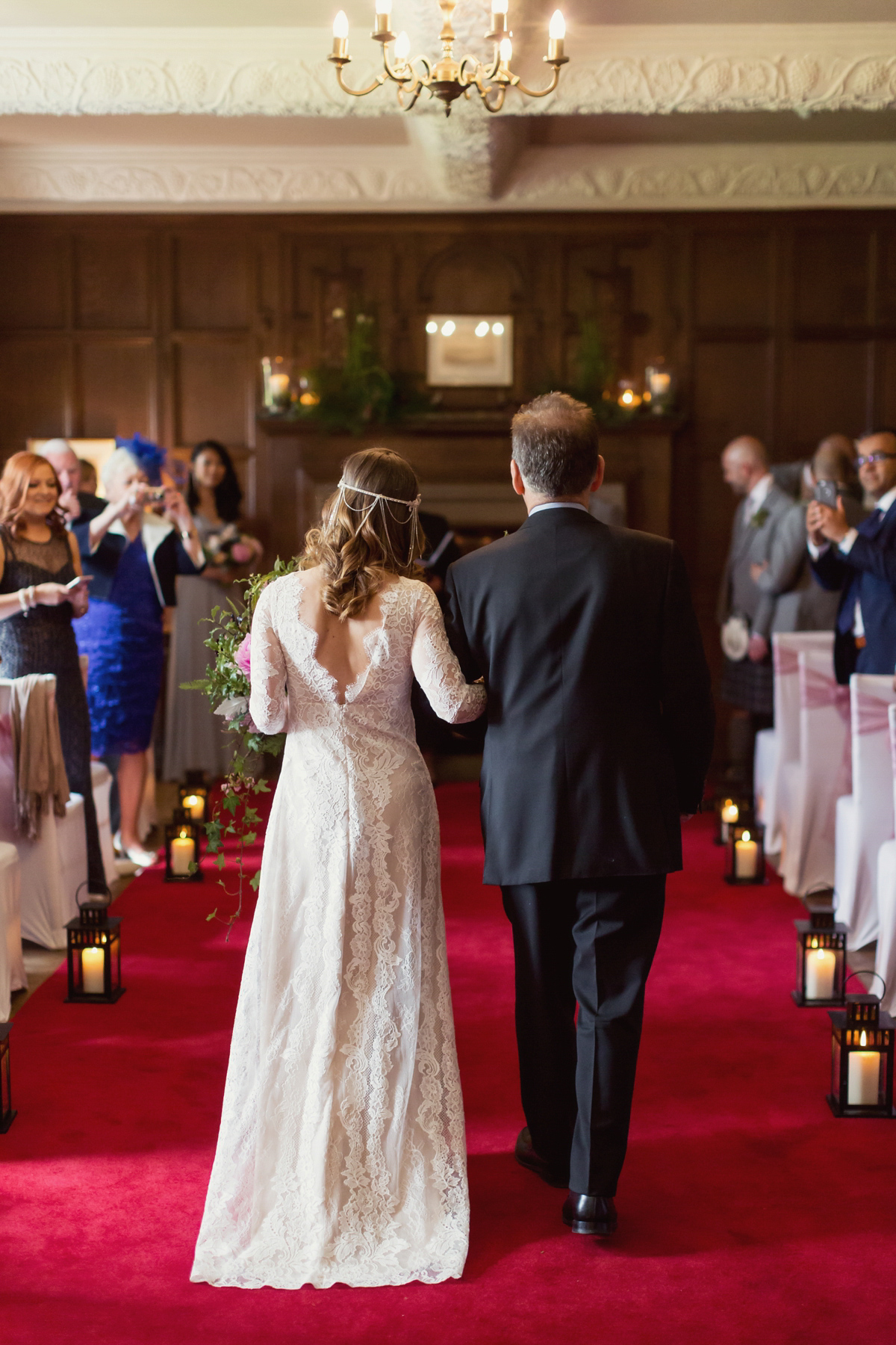 Bride Lisa wore a Claire Pettibone gown for her ethereal, elegant, rustic and vintage inspired wedding at Rowallan Castle in Scotland, Photography by Craig & Eva Sanders.