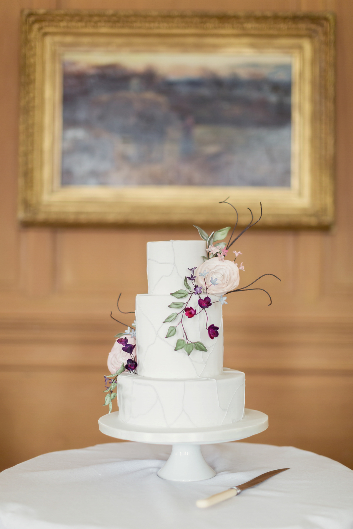 Bride Lisa wore a Claire Pettibone gown for her ethereal, elegant, rustic and vintage inspired wedding at Rowallan Castle in Scotland, Photography by Craig & Eva Sanders.