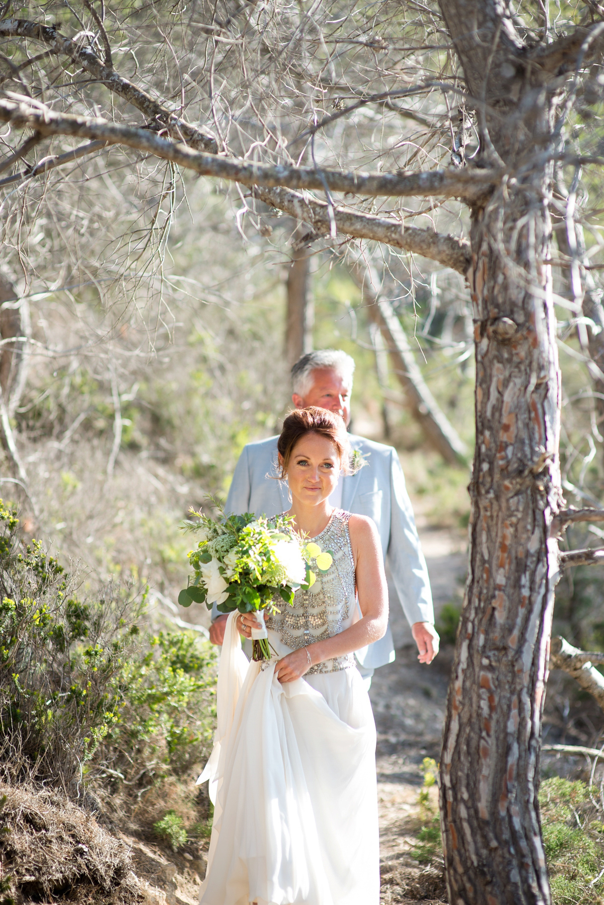 Leanne wore the Cleopatra gown by Amanda Wakeley for her spiritual and nature inspired wedding on the shores of Ibiza. Photography by Gypsy Westwood.