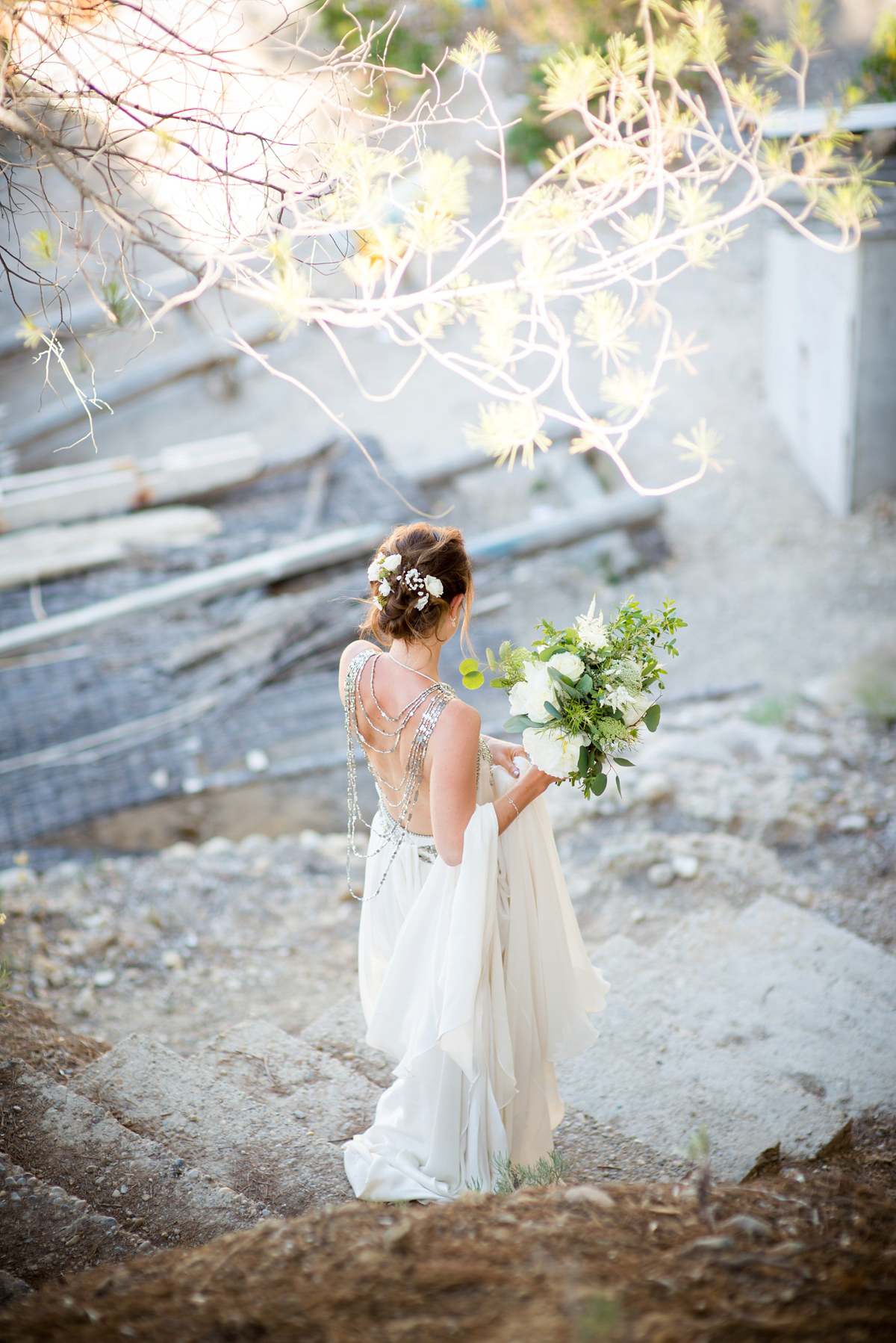 Leanne wore the Cleopatra gown by Amanda Wakeley for her spiritual and nature inspired wedding on the shores of Ibiza. Photography by Gypsy Westwood.