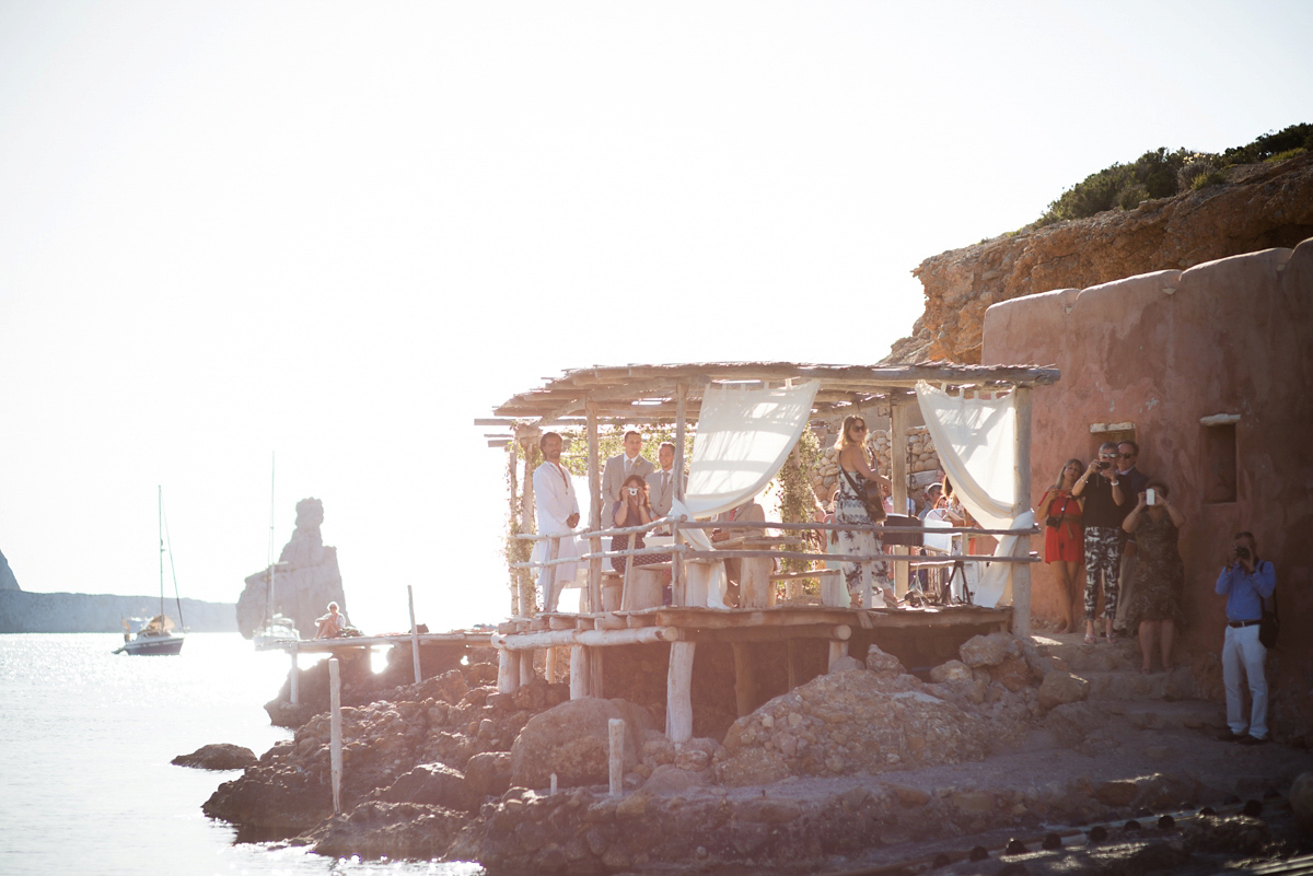 Leanne wore the Cleopatra gown by Amanda Wakeley for her spiritual and nature inspired wedding on the shores of Ibiza. Photography by Gypsy Westwood.